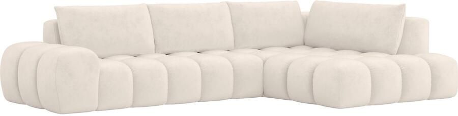 OTTO Hoekbank AZITA designsofa elegant en comfortabel L-vorm bubbel-look losse rugkussens droomachtige stiksels afmetingen b d h: 352 210 72 cm