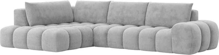 OTTO Hoekbank AZITA designsofa elegant en comfortabel L-vorm bubbel-look losse rugkussens droomachtige stiksels afmetingen b d h: 352 210 72 cm