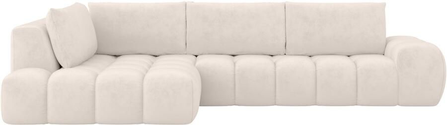 OTTO Hoekbank AZITA designsofa elegant en comfortabel L-vorm bubbel-look losse rugkussens droomachtige stiksels afmetingen b d h: 352 210 72 cm - Foto 5