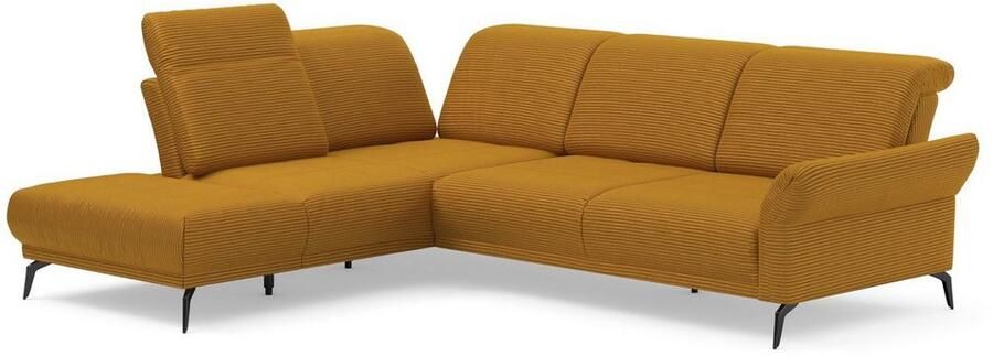 INOSIGN Hoekbank Coco L-vorm Verstelbare zitdiepte armleuning en hoofdeind cordbekleding poothoogte 15 cm