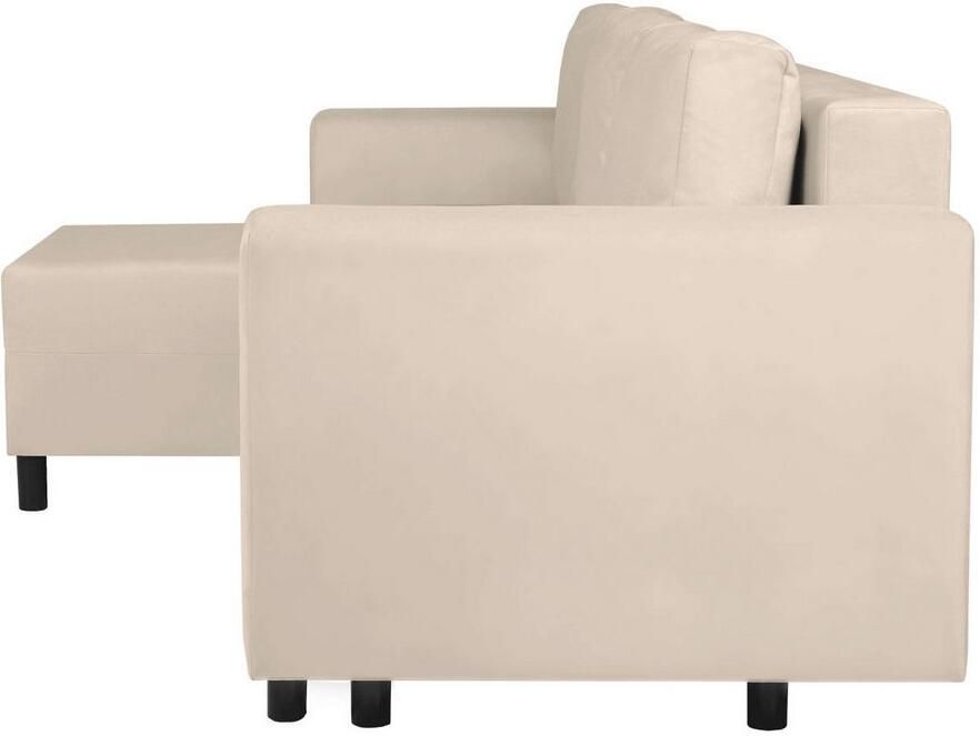 INOSIGN Hoekbank GLENOE slaapbank met bedlade ottomane aan beide zijden te monteren L-vorm afmetingen B D H: 230 135 84 5 cm velvet & zachte structuur - Foto 2