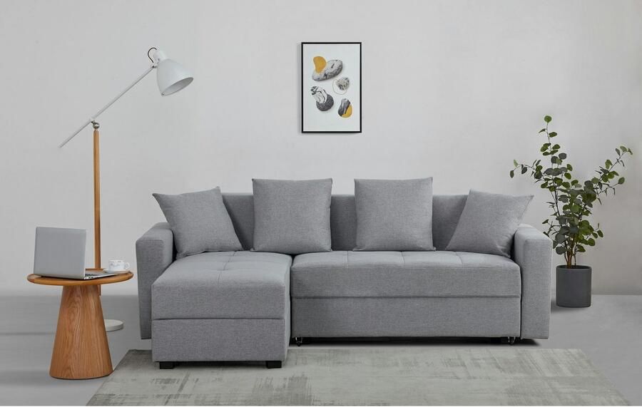 INOSIGN Hoekbank KILLAM 217 cm L-vorm met slaapfunctie en bedlade Recamière rechts links monteerbaar in cord en geweven stof - Foto 6