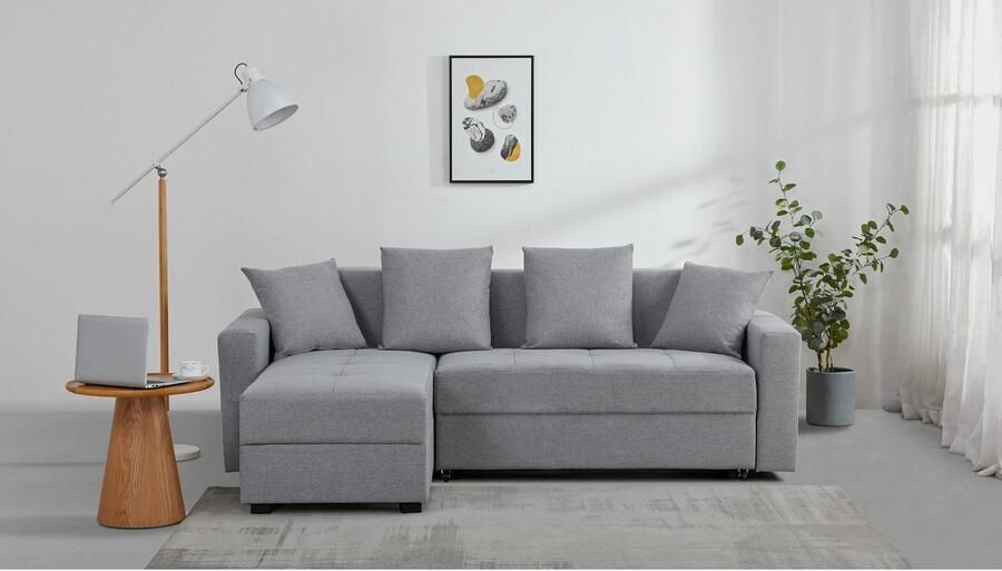 INOSIGN Hoekbank KILLAM 217 cm L-vorm met slaapfunctie en bedlade Recamière rechts links monteerbaar in cord en geweven stof - Foto 7