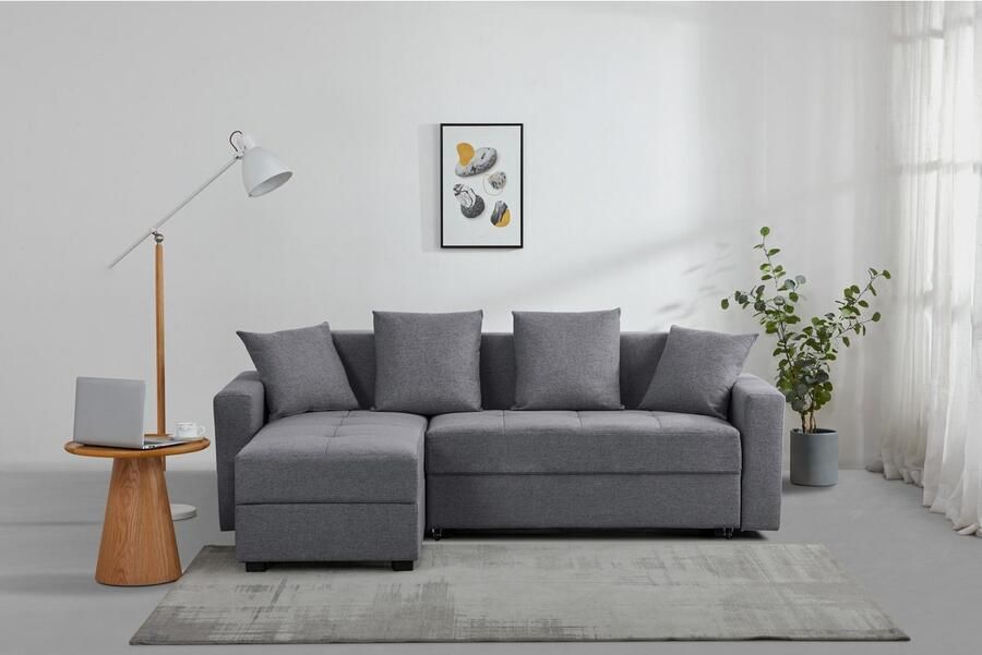 INOSIGN Hoekbank KILLAM 217 cm L-vorm met slaapfunctie en bedlade Recamière rechts links monteerbaar in cord en geweven stof - Foto 6