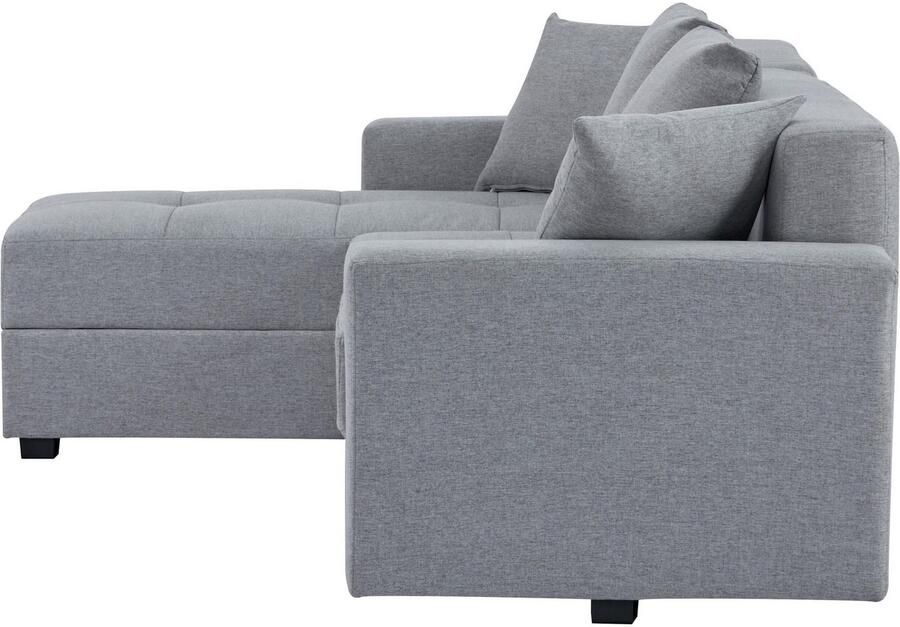 INOSIGN Hoekbank KILLAM 217 cm L-vorm met slaapfunctie en bedlade Recamière rechts links monteerbaar in cord en geweven stof