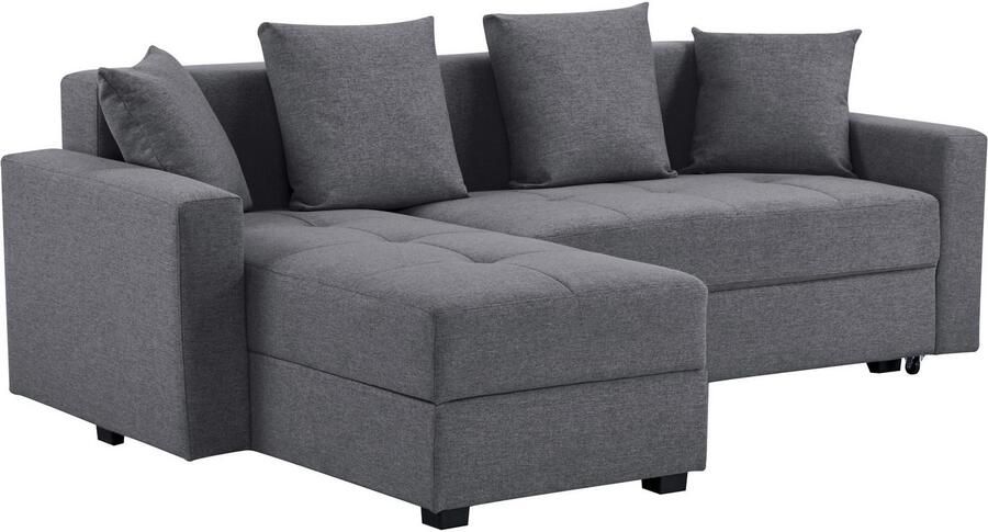 INOSIGN Hoekbank KILLAM 217 cm L-vorm met slaapfunctie en bedlade Recamière rechts links monteerbaar in cord en geweven stof - Foto 10