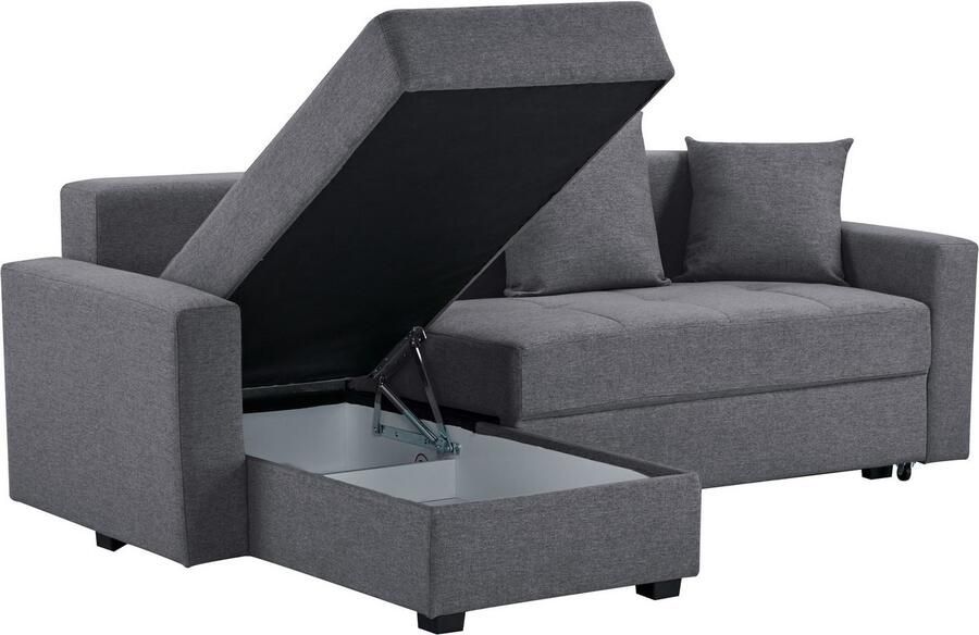 INOSIGN Hoekbank KILLAM 217 cm L-vorm met slaapfunctie en bedlade Recamière rechts links monteerbaar in cord en geweven stof - Foto 8