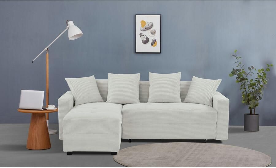 INOSIGN Hoekbank KILLAM 217 cm L-vorm met slaapfunctie en bedlade Recamière rechts links monteerbaar in cord en geweven stof - Foto 7