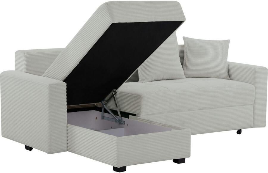 INOSIGN Hoekbank KILLAM 217 cm L-vorm met slaapfunctie en bedlade Recamière rechts links monteerbaar in cord en geweven stof - Foto 6