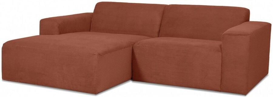 INOSIGN Hoekbank Koa 228 cm L-vorm modulair bankstel webstof cord Designbank zachte lounge-zitcomfort golfondersteuning tot aan de vloer - Foto 9
