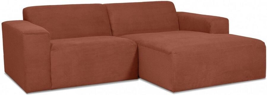 INOSIGN Hoekbank Koa 228 cm L-vorm modulair bankstel webstof cord Designbank zachte lounge-zitcomfort golfondersteuning tot aan de vloer - Foto 9