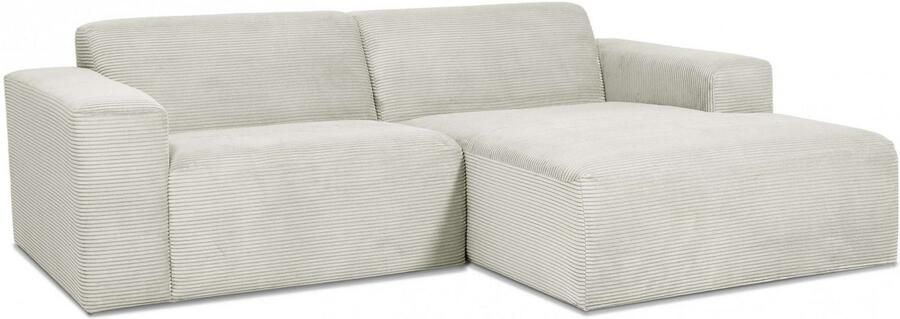 INOSIGN Hoekbank Koa 228 cm L-vorm modulair bankstel webstof cord Designbank zachte lounge-zitcomfort golfondersteuning tot aan de vloer - Foto 9