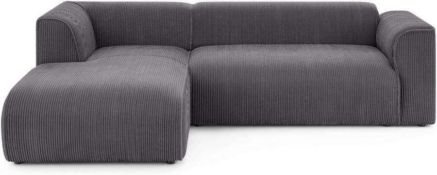 INOSIGN Hoekbank MERID L-vorm (257 cm) tijdloos & stijlvol ontwerp Uitgebreid gepolsterd in cord chenille en structuur - Foto 3