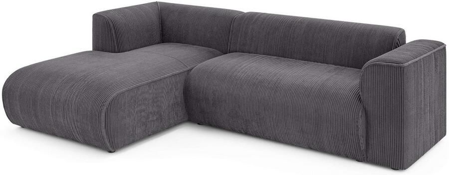 INOSIGN Hoekbank MERID L-vorm (257 cm) tijdloos & stijlvol ontwerp Uitgebreid gepolsterd in cord chenille en structuur - Foto 4