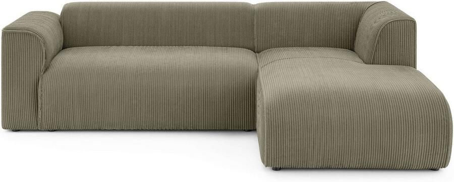INOSIGN Hoekbank MERID L-vorm (257 cm) tijdloos & stijlvol ontwerp Uitgebreid gepolsterd in cord chenille en structuur - Foto 3