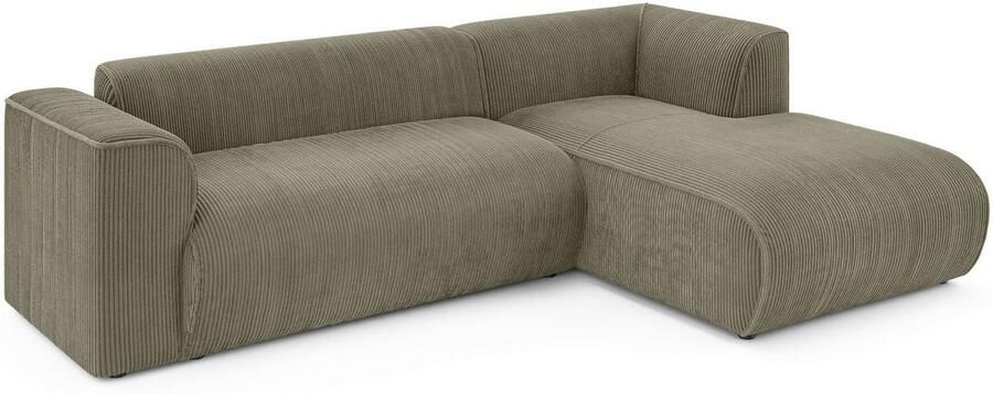 INOSIGN Hoekbank MERID L-vorm (257 cm) tijdloos & stijlvol ontwerp Uitgebreid gepolsterd in cord chenille en structuur - Foto 4