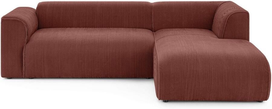 INOSIGN Hoekbank MERID L-vorm (257 cm) tijdloos & stijlvol ontwerp Uitgebreid gepolsterd in cord chenille en structuur - Foto 3