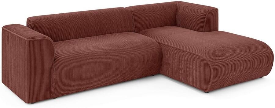 INOSIGN Hoekbank MERID L-vorm (257 cm) tijdloos & stijlvol ontwerp Uitgebreid gepolsterd in cord chenille en structuur - Foto 4