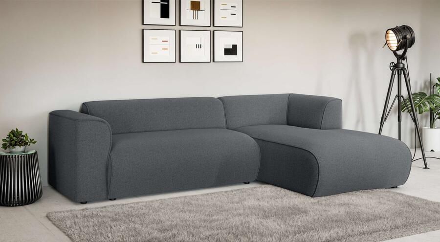 INOSIGN Hoekbank MERID L-vorm (257 cm) tijdloos & stijlvol ontwerp Uitgebreid gepolsterd in cord chenille en structuur - Foto 6