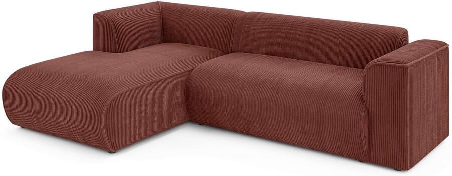 INOSIGN Hoekbank MERID L-vorm (257 cm) tijdloos & stijlvol ontwerp Uitgebreid gepolsterd in cord chenille en structuur - Foto 4