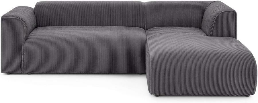 INOSIGN Hoekbank MERID L-vorm (257 cm) tijdloos & stijlvol ontwerp Uitgebreid gepolsterd in cord chenille en structuur - Foto 3