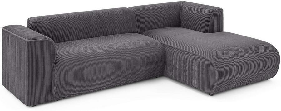 INOSIGN Hoekbank MERID L-vorm (257 cm) tijdloos & stijlvol ontwerp Uitgebreid gepolsterd in cord chenille en structuur - Foto 4