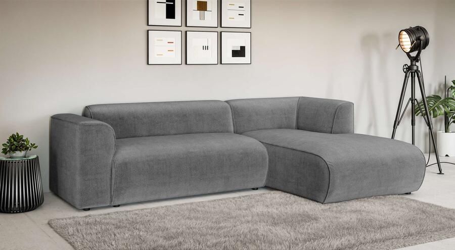 INOSIGN Hoekbank MERID L-vorm (257 cm) tijdloos & stijlvol ontwerp Uitgebreid gepolsterd in cord chenille en structuur - Foto 6