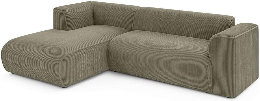 INOSIGN Hoekbank MERID L-vorm (257 cm) tijdloos & stijlvol ontwerp Uitgebreid gepolsterd in cord chenille en structuur - Foto 4