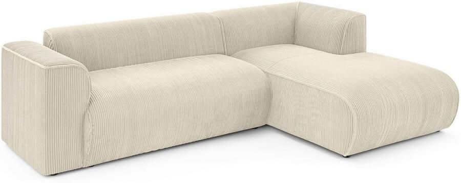 INOSIGN Hoekbank MERID L-vorm (257 cm) tijdloos & stijlvol ontwerp Uitgebreid gepolsterd in cord chenille en structuur - Foto 4