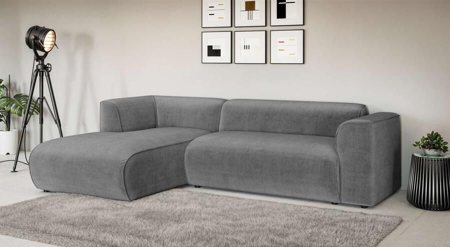 INOSIGN Hoekbank MERID L-vorm (257 cm) tijdloos & stijlvol ontwerp Uitgebreid gepolsterd in cord chenille en structuur - Foto 6