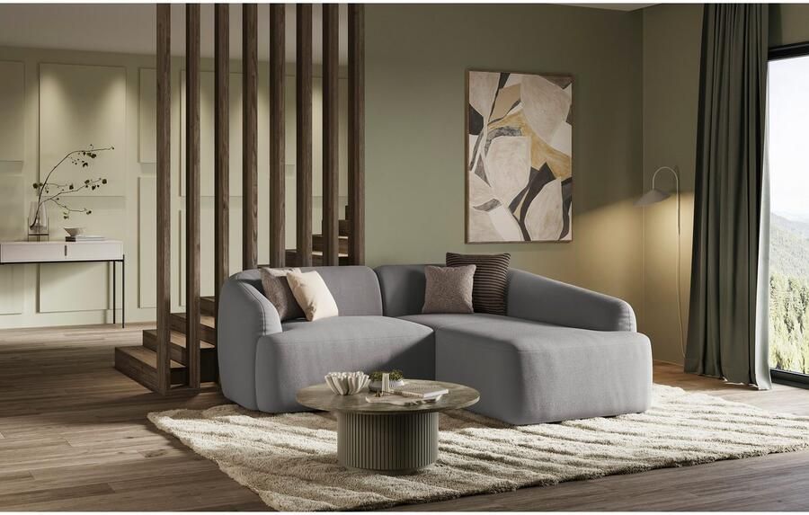 INOSIGN Hoekbank Nergal compacte afmetingen Breedte 216cm organisch design L-vorm Modern ontwerp eenvoudige uitstraling stijlvolle blikvanger in de woonkamer