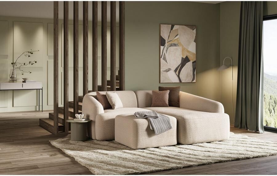 INOSIGN Hoekbank Nergal compacte afmetingen Breedte 216cm organisch design L-vorm Modern ontwerp eenvoudige uitstraling stijlvolle blikvanger in de woonkamer - Foto 2