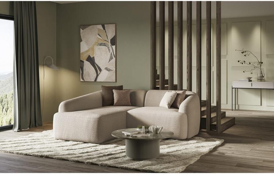 INOSIGN Hoekbank Nergal compacte afmetingen Breedte 216cm organisch design L-vorm Modern ontwerp eenvoudige uitstraling stijlvolle blikvanger in de woonkamer