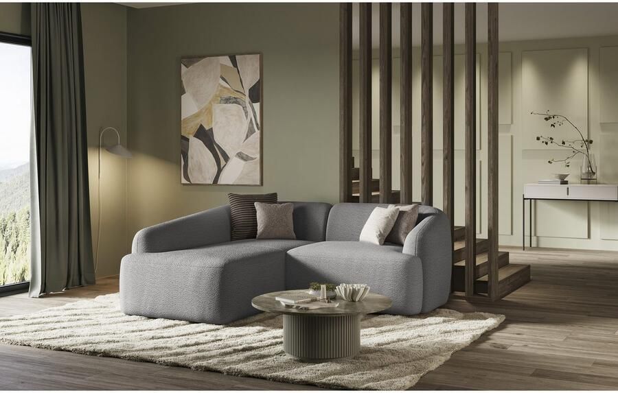 INOSIGN Hoekbank Nergal compacte afmetingen Breedte 216cm organisch design L-vorm Modern ontwerp eenvoudige uitstraling stijlvolle blikvanger in de woonkamer