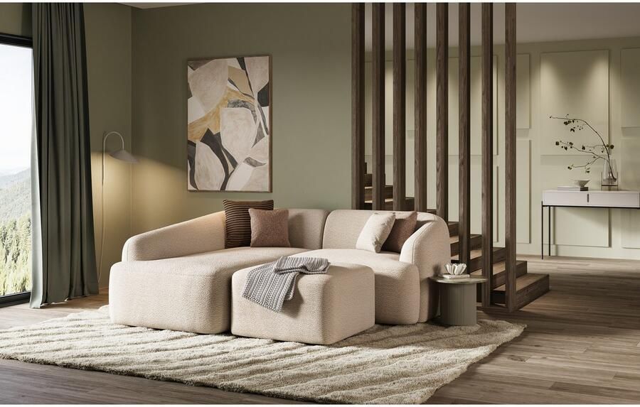 INOSIGN Hoekbank Nergal compacte afmetingen Breedte 216cm organisch design L-vorm Modern ontwerp eenvoudige uitstraling stijlvolle blikvanger in de woonkamer - Foto 2