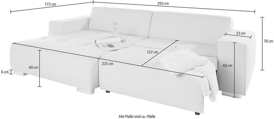INOSIGN Hoekbank Sapporo L-vorm naar keuze slaapfunctie of verstelbare zitdiepte binnenvering - Foto 3
