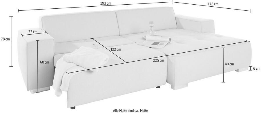 INOSIGN Hoekbank Sapporo L-vorm naar keuze slaapfunctie of verstelbare zitdiepte binnenvering - Foto 3