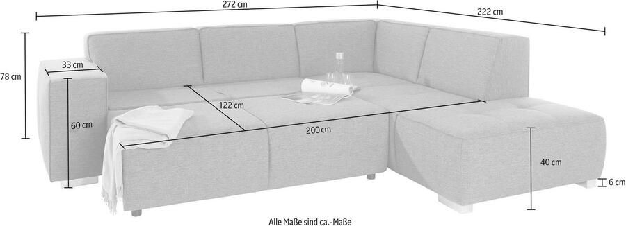 INOSIGN Hoekbank Sapporo L-vorm naar keuze slaapfunctie of verstelbare zitdiepte binnenvering - Foto 5