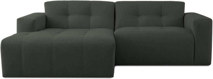 INOSIGN Hoekbank Tapley Breedte 221 cm L-vorm fijne structuur met knoopstiksel vloerhoog - Foto 4