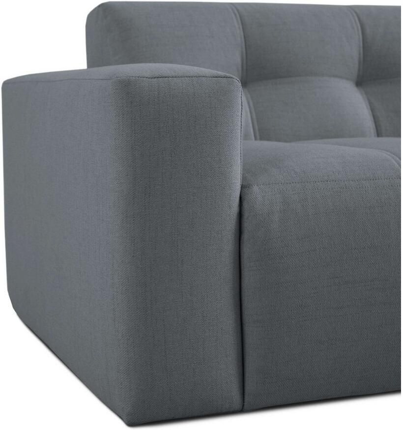 INOSIGN Hoekbank Tapley Breedte 221 cm L-vorm fijne structuur met knoopstiksel vloerhoog