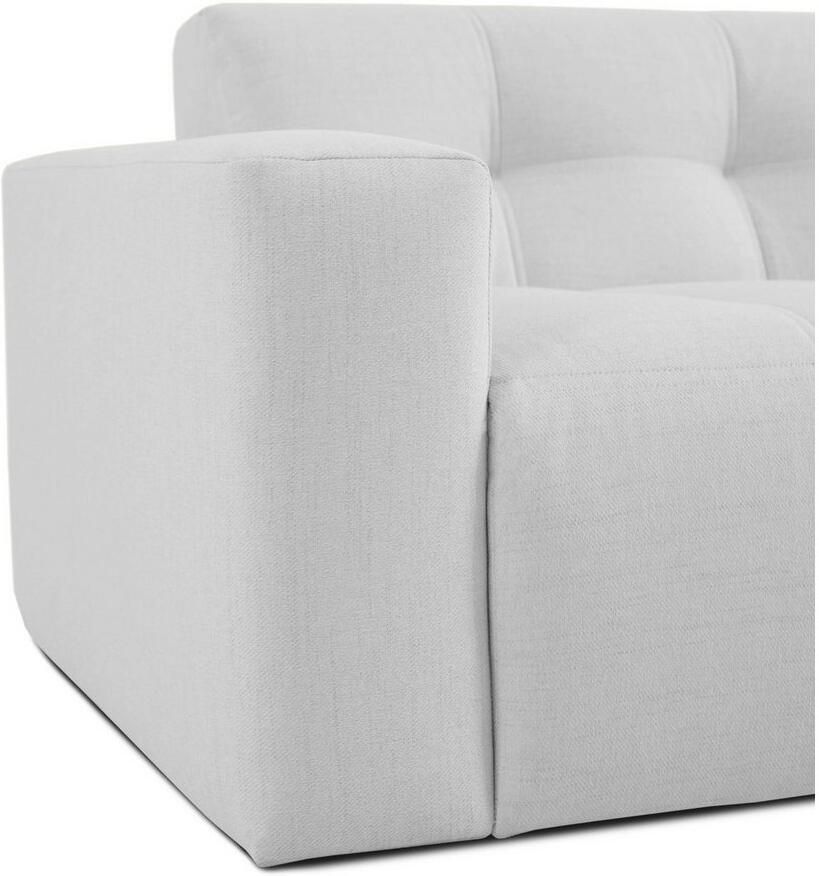 INOSIGN Hoekbank Tapley Breedte 221 cm L-vorm fijne structuur met knoopstiksel vloerhoog