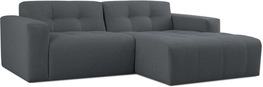 INOSIGN Hoekbank Tapley Breedte 221 cm L-vorm fijne structuur met knoopstiksel vloerhoog - Foto 5