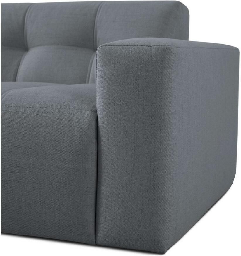 INOSIGN Hoekbank Tapley Breedte 221 cm L-vorm fijne structuur met knoopstiksel vloerhoog