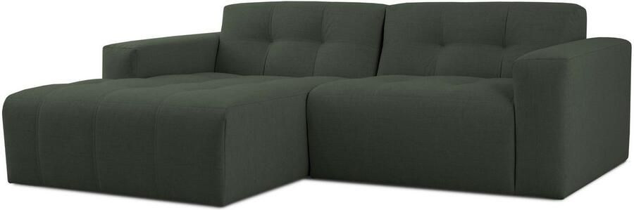 INOSIGN Hoekbank Tapley Breedte 221 cm L-vorm fijne structuur met knoopstiksel vloerhoog - Foto 5