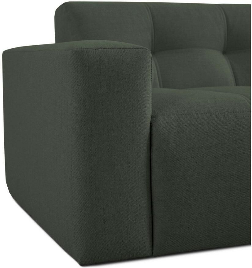 INOSIGN Hoekbank Tapley Breedte 221 cm L-vorm fijne structuur met knoopstiksel vloerhoog