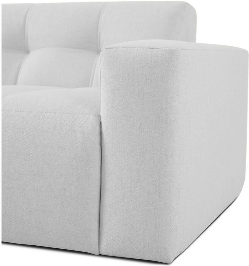 INOSIGN Hoekbank Tapley Breedte 221 cm L-vorm fijne structuur met knoopstiksel vloerhoog