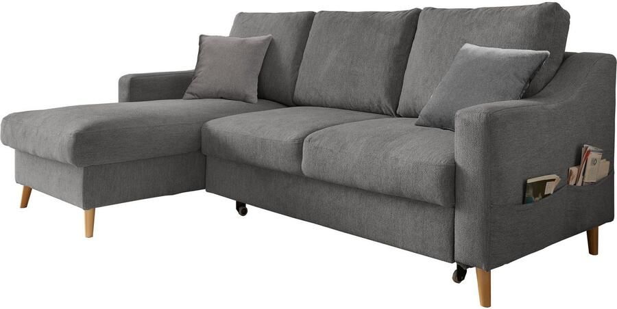 INOSIGN Hoekbank Valentina L-vorm 2 sierkussens met zijvak uittrekbare matrasbodem bedbox - Foto 6