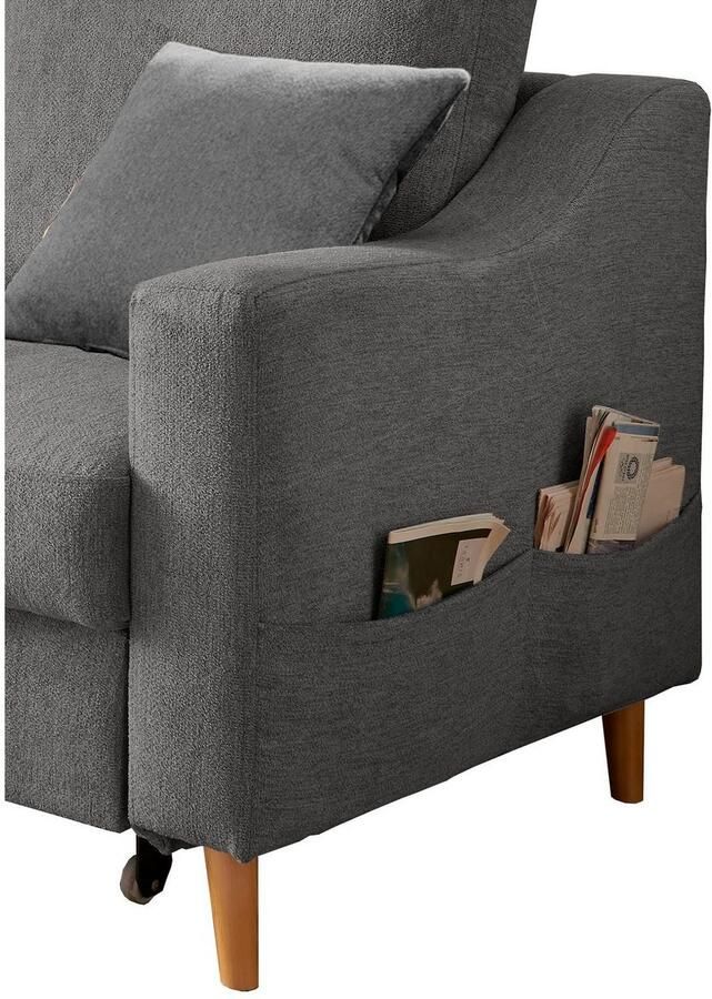 INOSIGN Hoekbank Valentina L-vorm 2 sierkussens met zijvak uittrekbare matrasbodem bedbox