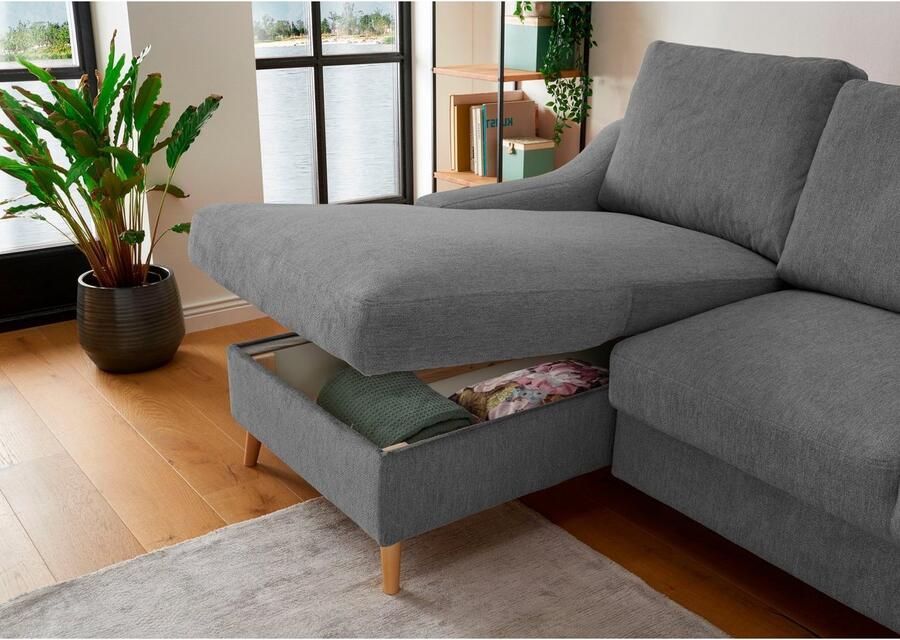 INOSIGN Hoekbank Valentina L-vorm 2 sierkussens met zijvak uittrekbare matrasbodem bedbox - Foto 4