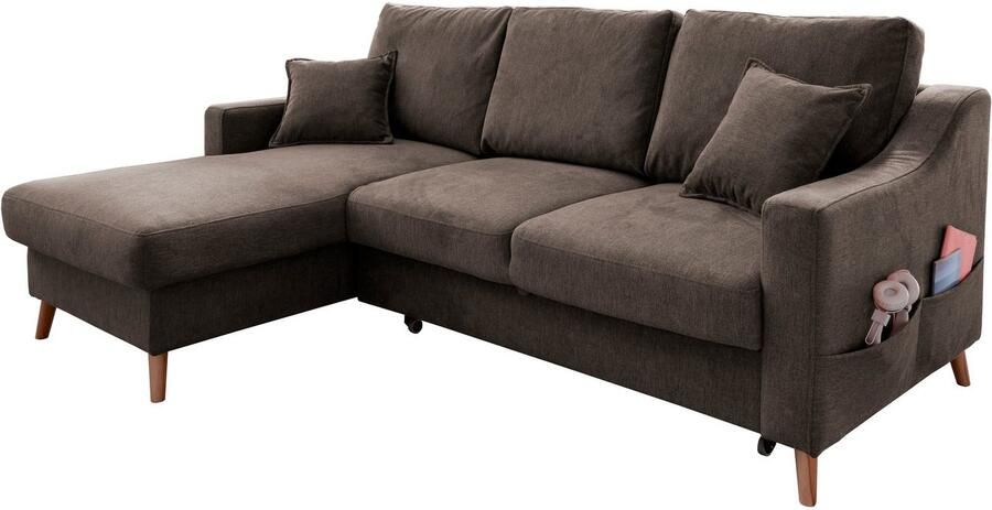 INOSIGN Hoekbank Valentina L-vorm 2 sierkussens met zijvak uittrekbare matrasbodem bedbox - Foto 6